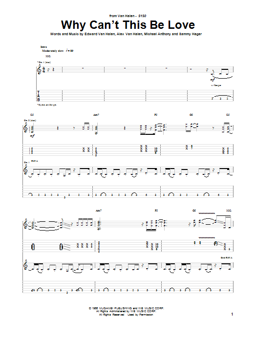Van Halen Why Can't This Be Love sheet music notes and chords arranged for Easy Lead Sheet / Fake Book
