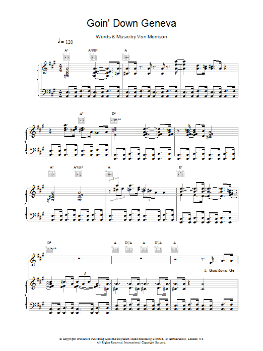 Van Morrison Goin' Down Geneva sheet music notes and chords. Download Printable PDF.