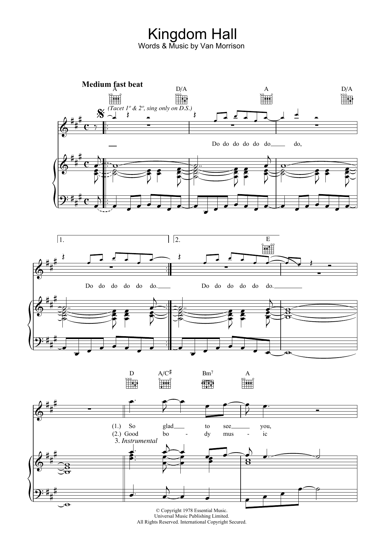 Van Morrison Kingdom Hall sheet music notes and chords. Download Printable PDF.