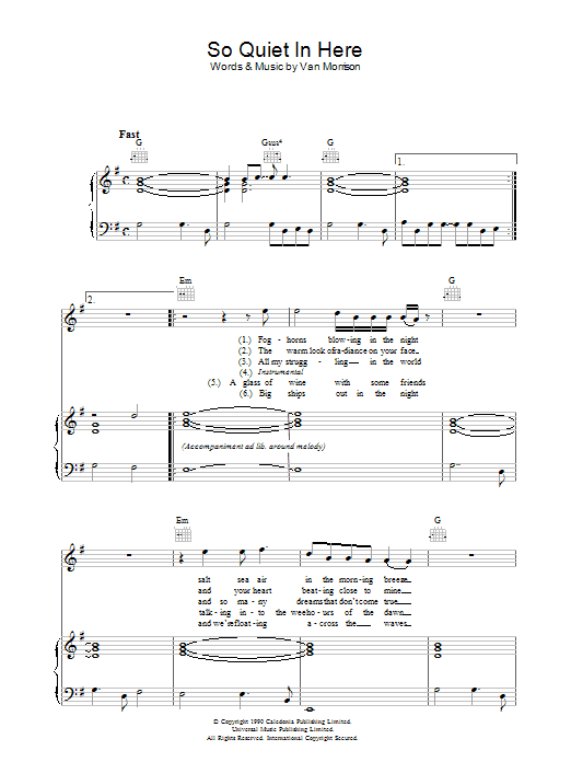 Van Morrison So Quiet In Here Sheet Music Pdf Notes Chords