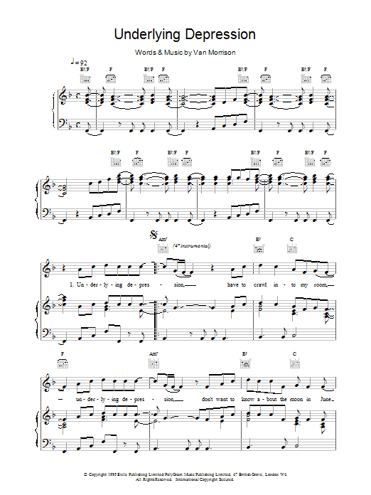 Van Morrison Underlying Depression sheet music notes and chords. Download Printable PDF.