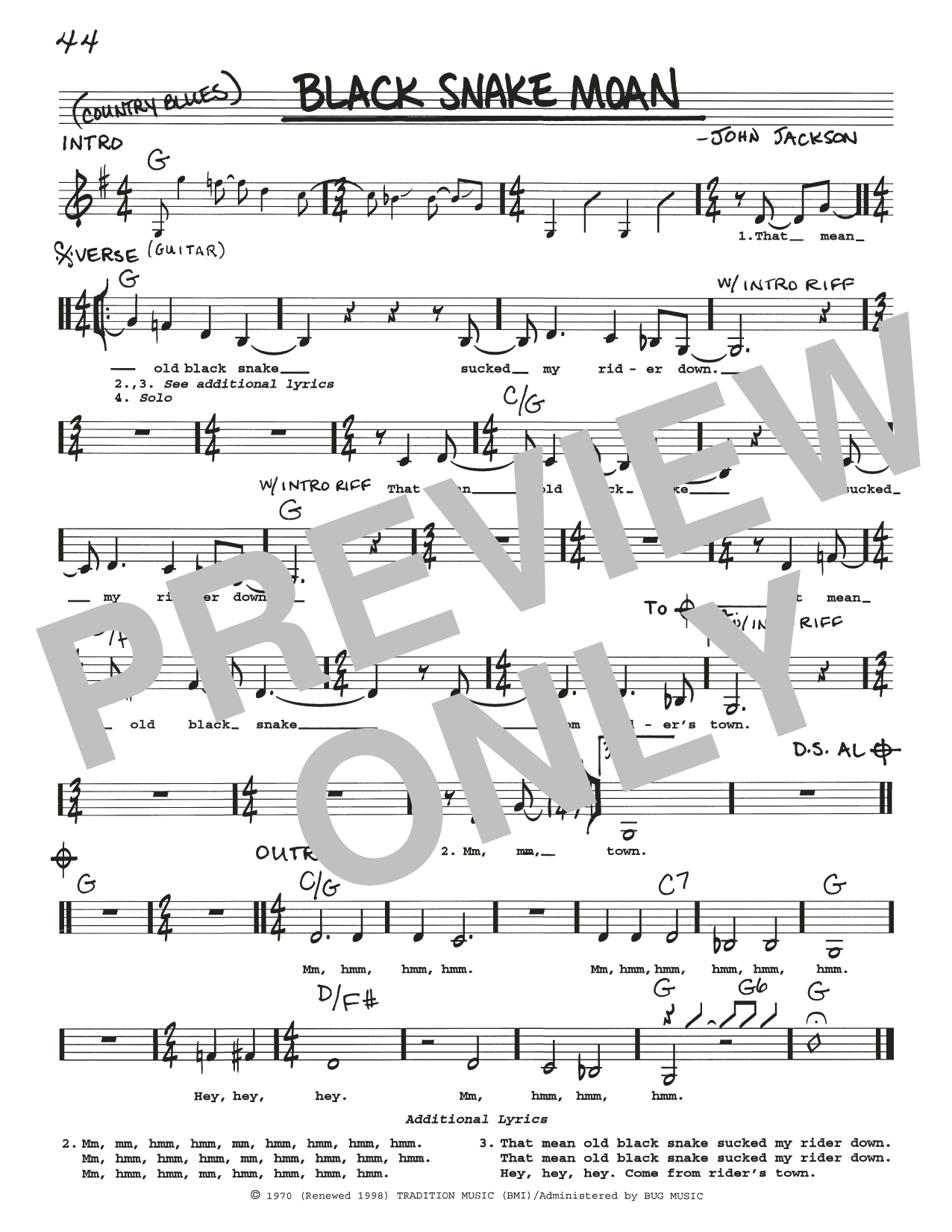 Various Black Snake Moan sheet music notes and chords. Download Printable PDF.