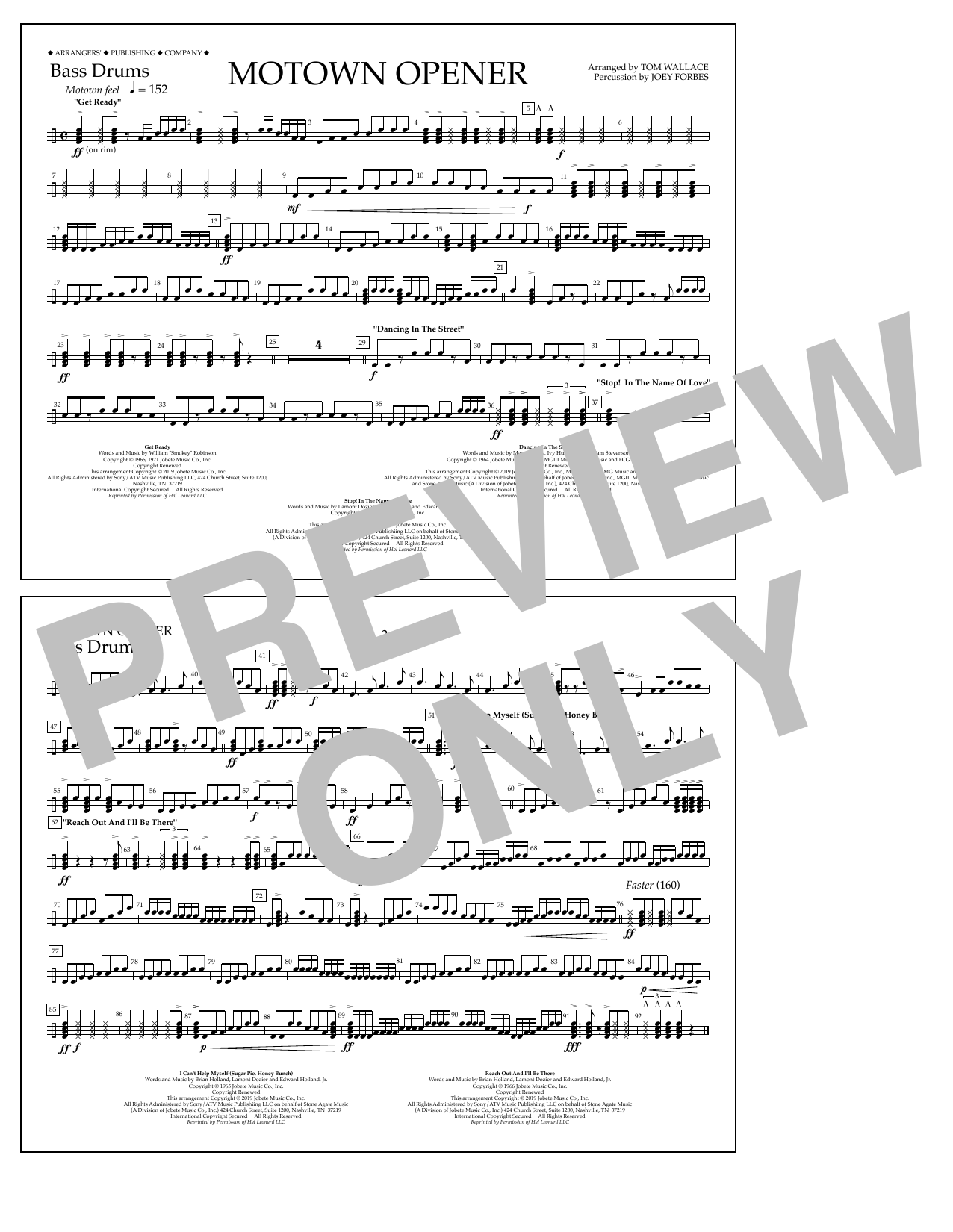 Learn to play Various Motown Theme Show Opener (arr. Tom Wallace) - Bass Drums sheet music for Marching Band in minutes. Price: 7.8900$ Various Motown Theme Show Opener (arr. Tom Wallace) - Bass Drums sheet music notes and chords arranged for Marching Band