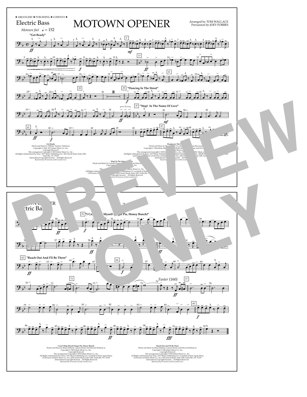 Learn to play Various Motown Theme Show Opener (arr. Tom Wallace) - Electric Bass sheet music for Marching Band in minutes. Price: 7.8900$ Various Motown Theme Show Opener (arr. Tom Wallace) - Electric Bass sheet music notes and chords arranged for Marching Band