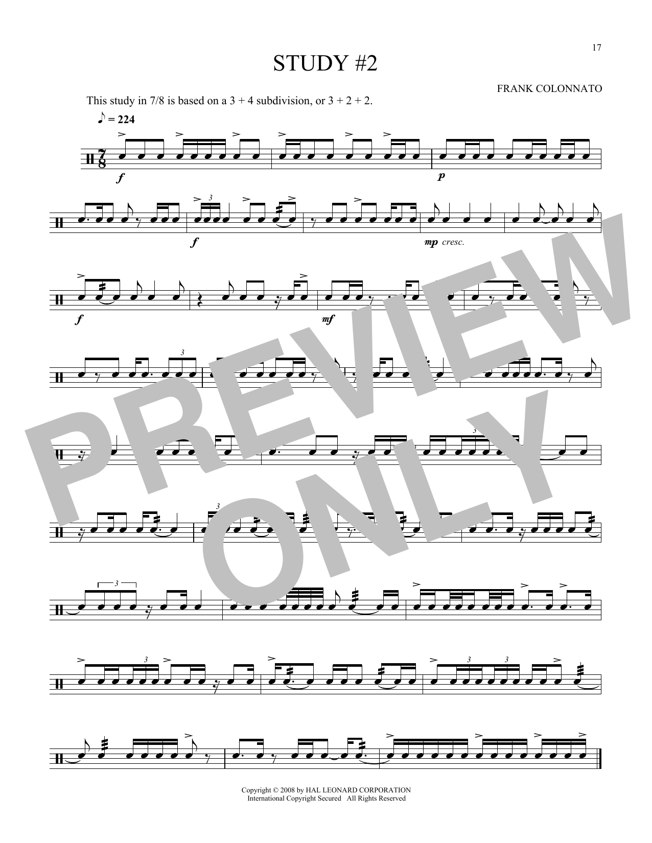 Various Study #2 sheet music notes and chords. Download Printable PDF.