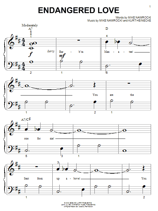 VeggieTales Endangered Love sheet music notes and chords. Download Printable PDF.