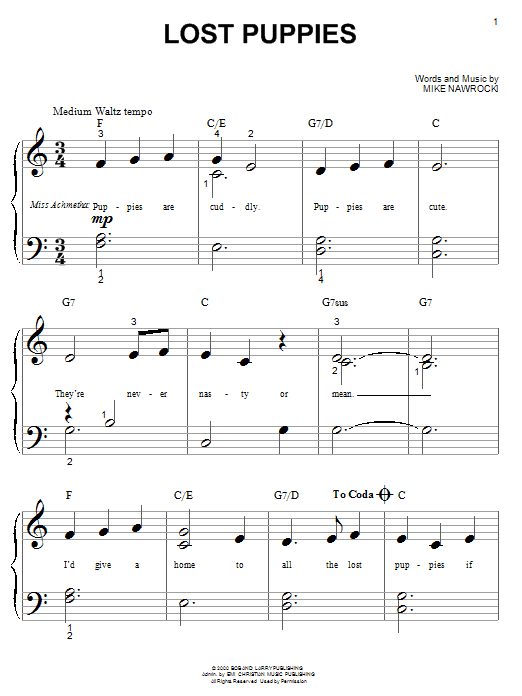 VeggieTales Lost Puppies sheet music notes and chords. Download Printable PDF.