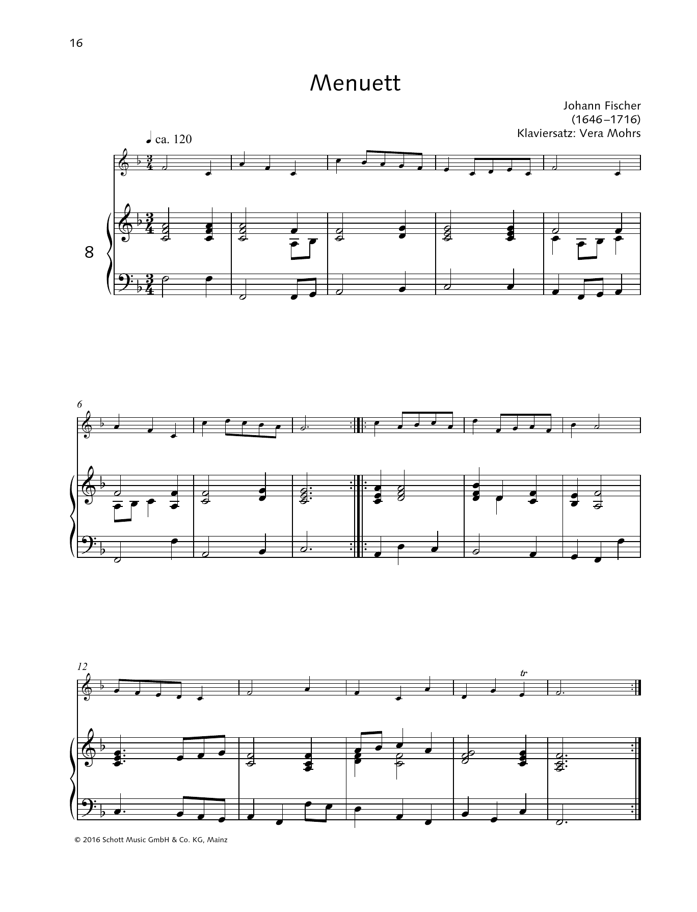 Vera Mohrs Minuet sheet music notes and chords. Download Printable PDF.