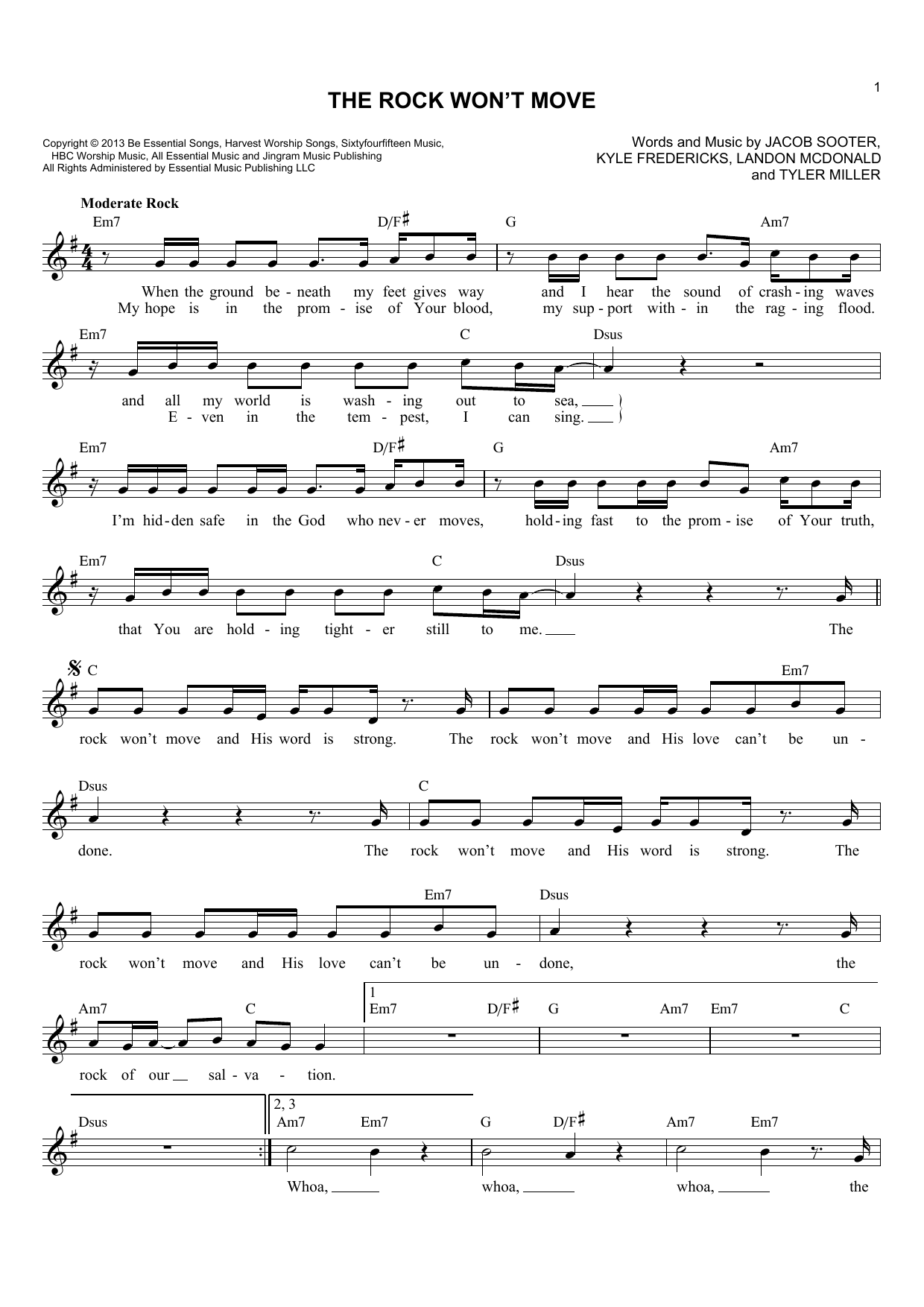 Learn to play Tyler Miller The Rock Won't Move sheet music for Lead Sheet / Fake Book in minutes. Price: 5.9900$ Tyler Miller The Rock Won't Move sheet music notes and chords arranged for Lead Sheet / Fake Book