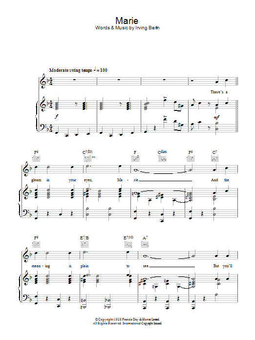 Vic Damone Marie sheet music notes and chords. Download Printable PDF.