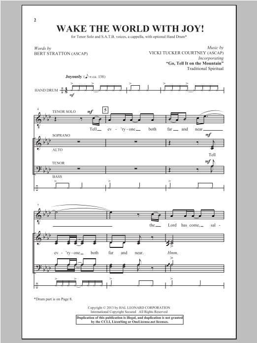 Vicki Tucker Courtney Wake The World With Joy! sheet music notes and chords. Download Printable PDF.