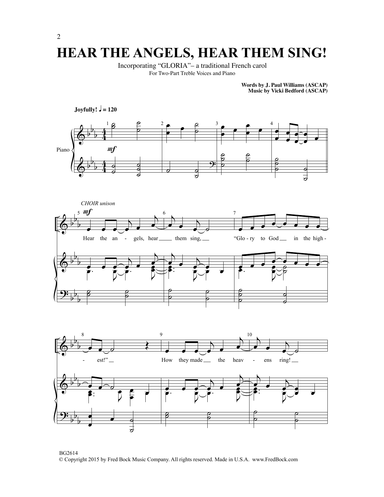 Vicki Bedford Hear The Angels, Hear Them Sing sheet music notes and chords arranged for 2-Part Choir