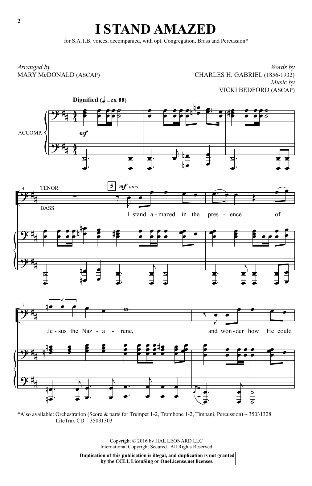 Learn to play Vicki Bedford I Stand Amazed (arr. Mary McDonald) sheet music for SATB Choir in minutes. Price: 3.9900$ Vicki Bedford I Stand Amazed (arr. Mary McDonald) sheet music notes and chords arranged for SATB Choir