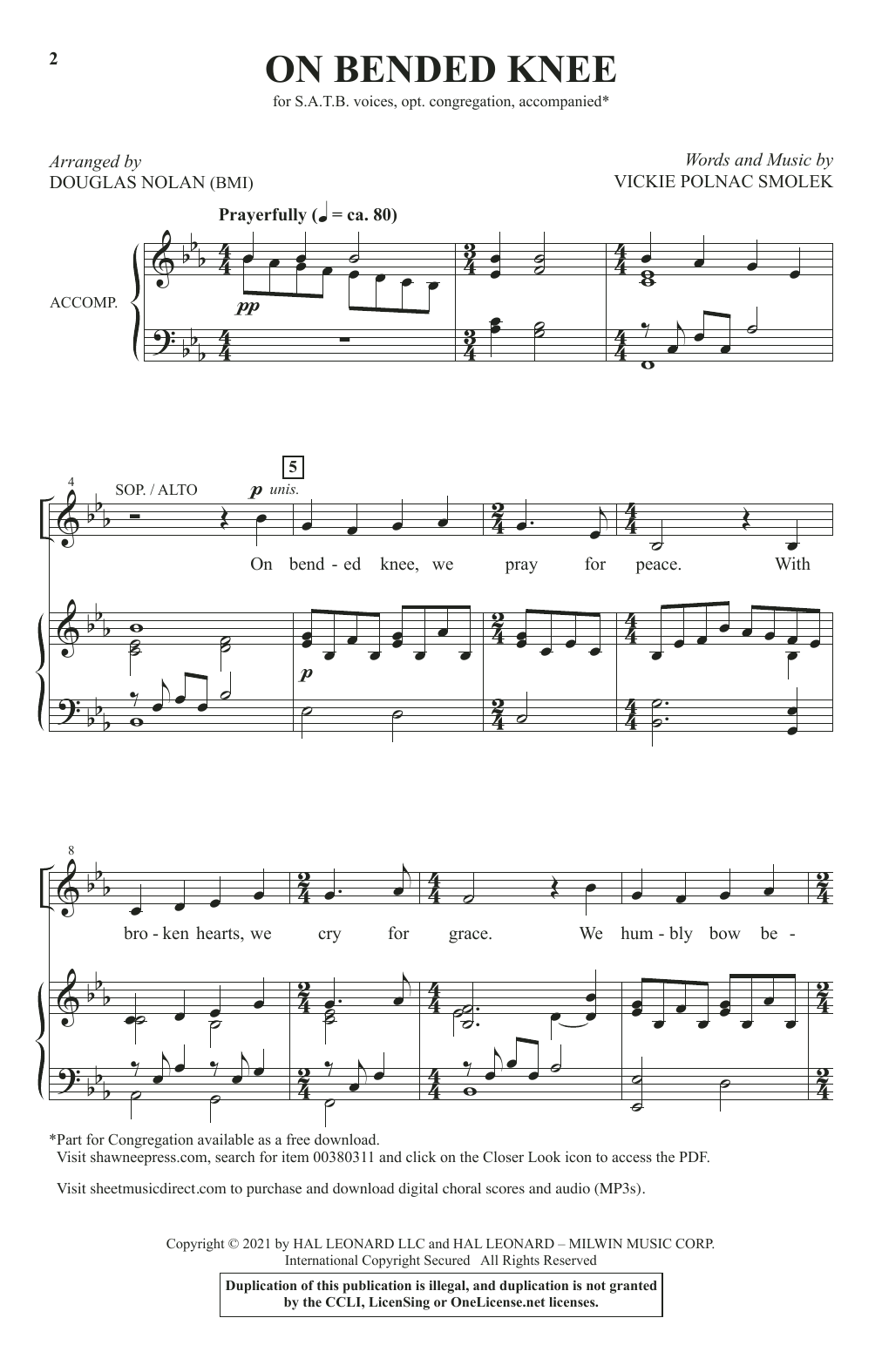 Learn to play Vickie Polnac Smolek On Bended Knee (arr. Douglas Nolan) sheet music for SATB Choir in minutes. Price: 3.9900$ Vickie Polnac Smolek On Bended Knee (arr. Douglas Nolan) sheet music notes and chords arranged for SATB Choir