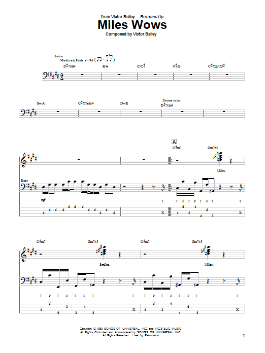 Victor Bailey Miles Wows sheet music notes and chords. Download Printable PDF.