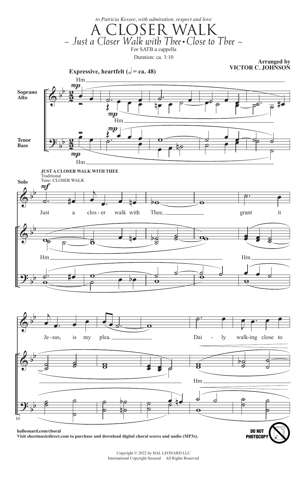 Learn to play Victor C. Johnson A Closer Walk sheet music for SATB Choir in minutes. Price: 3.9900$ Victor C. Johnson A Closer Walk sheet music notes and chords arranged for SATB Choir