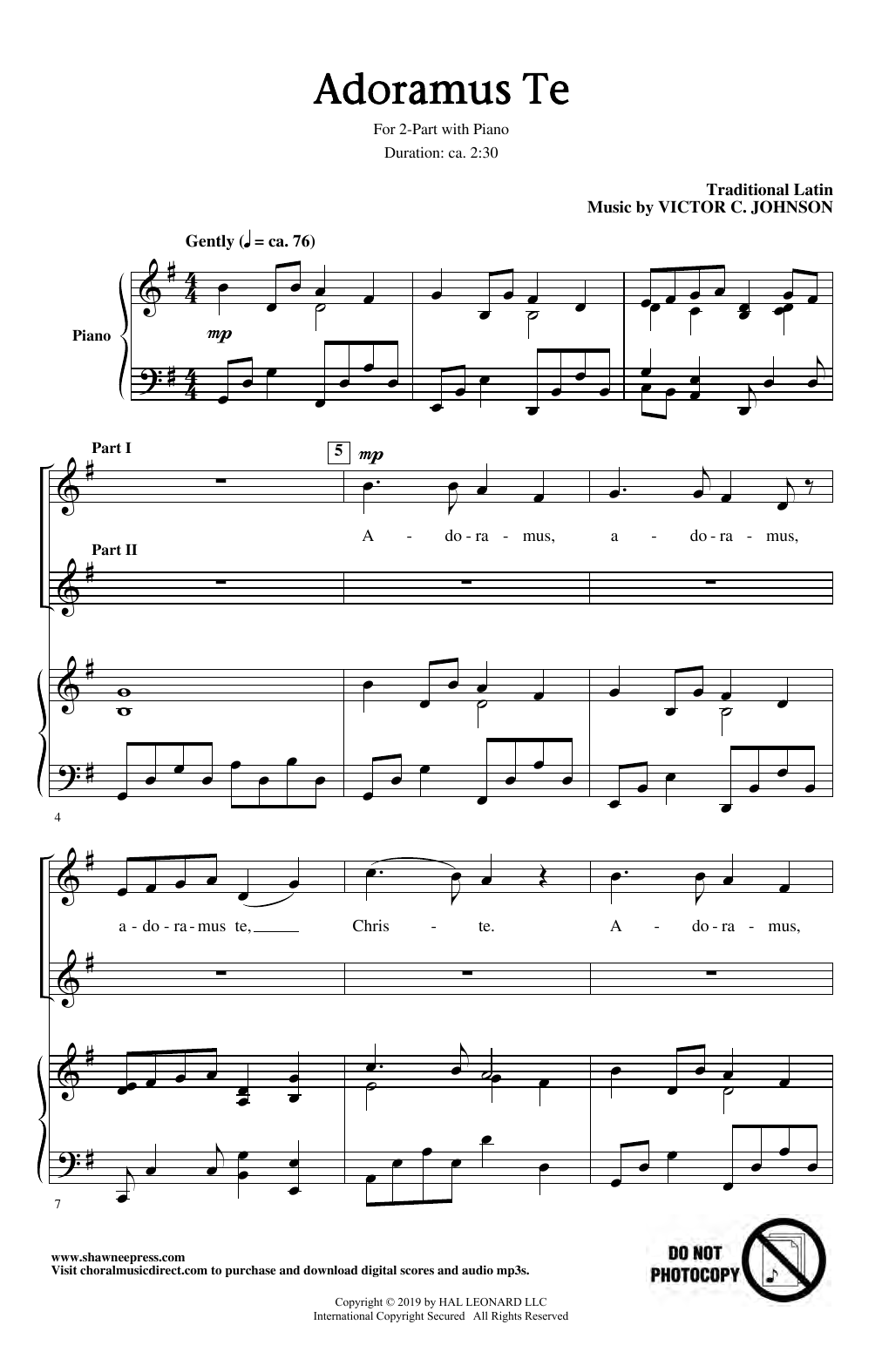 Learn to play Victor C. Johnson Adoramus Te sheet music for 2-Part Choir in minutes. Price: 3.9900$ Victor C. Johnson Adoramus Te sheet music notes and chords arranged for 2-Part Choir