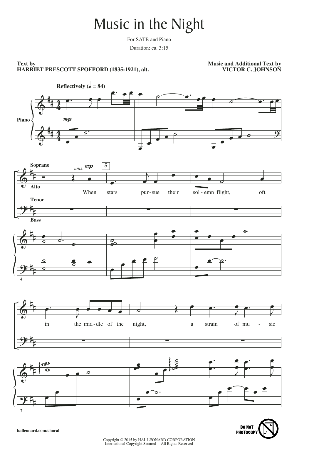 Learn to play Victor C. Johnson Music In The Night sheet music for SATB Choir in minutes. Price: 3.9900$ Victor C. Johnson Music In The Night sheet music notes and chords arranged for SATB Choir
