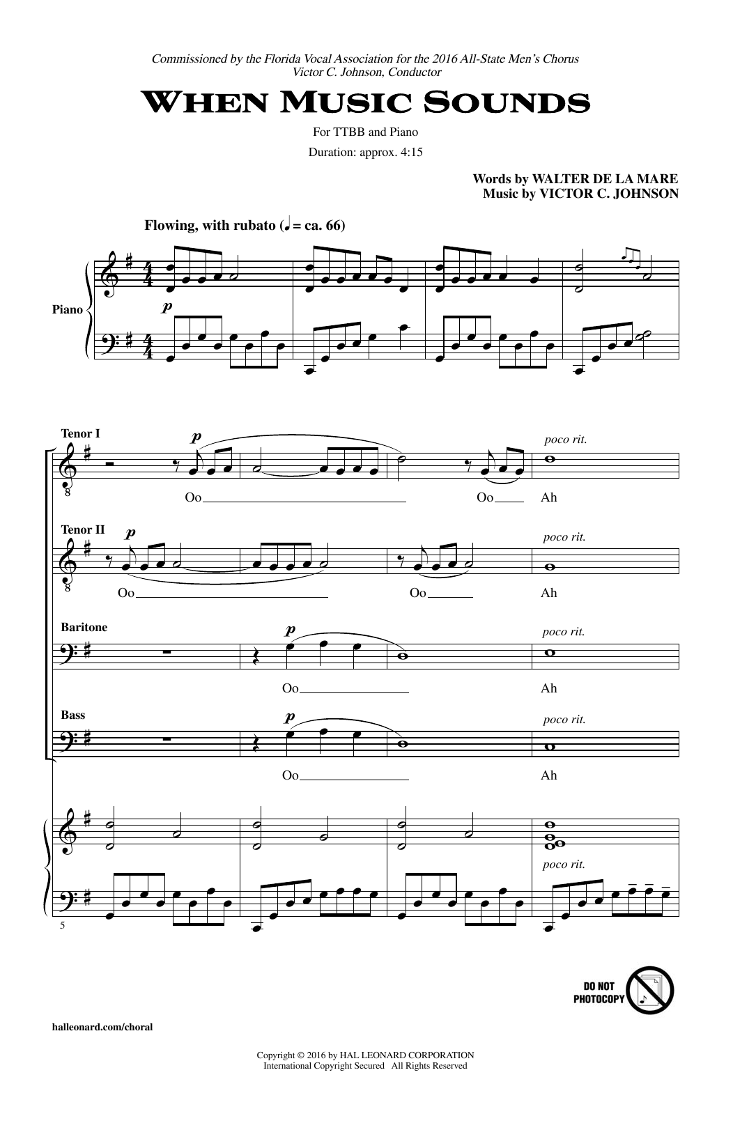 Learn to play Victor C. Johnson When Music Sounds sheet music for TTBB Choir in minutes. Price: 3.9900$ Victor C. Johnson When Music Sounds sheet music notes and chords arranged for TTBB Choir