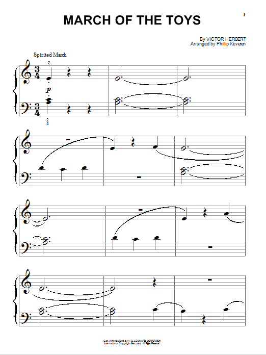 Learn to play Victor Herbert March Of The Toys sheet music for Beginning Piano Solo in minutes. Price: 6.9900$ Victor Herbert March Of The Toys sheet music notes and chords arranged for Beginning Piano Solo