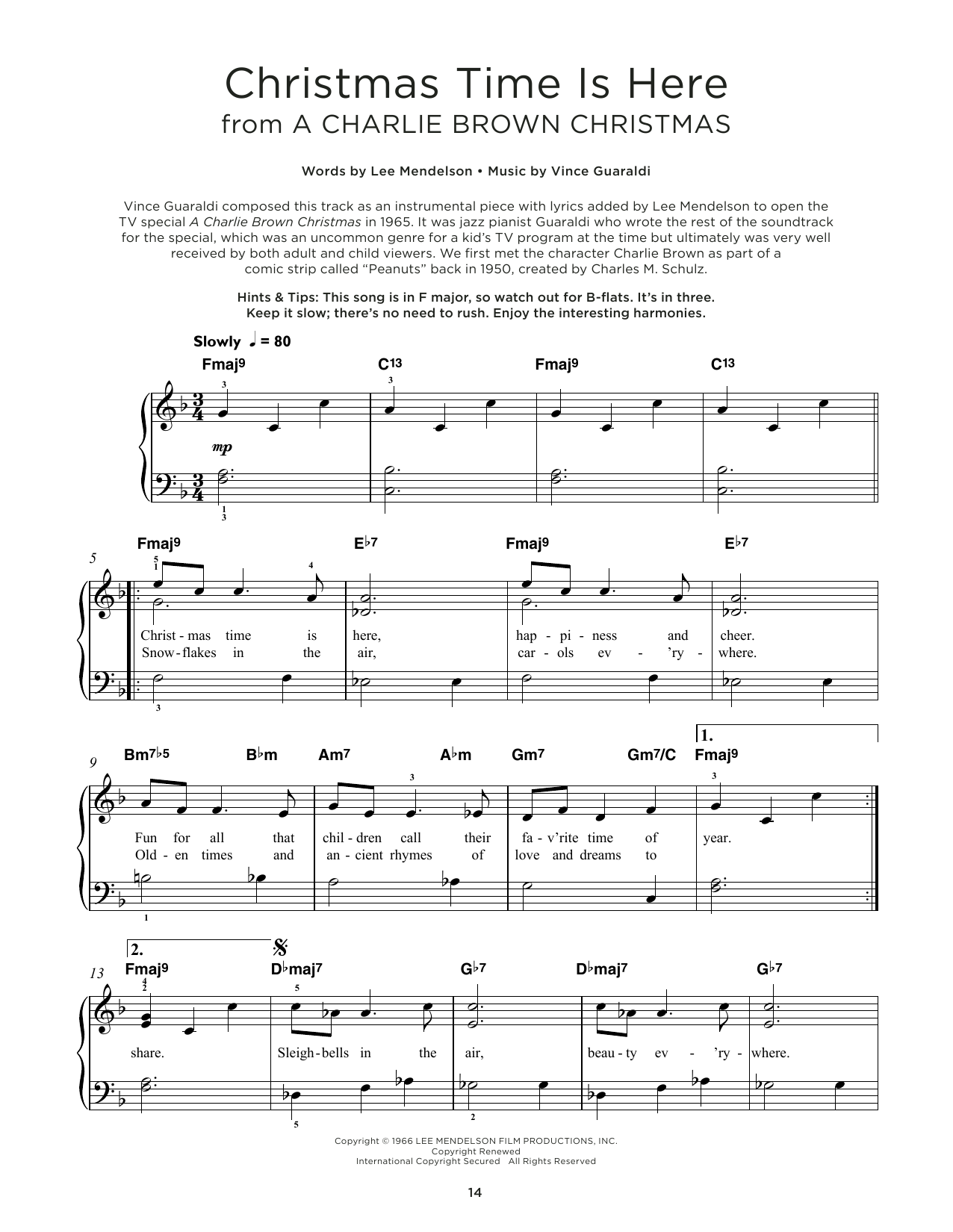 Vince Guaraldi Christmas Time Is Here sheet music notes and chords. Download Printable PDF.