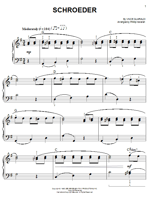 Vince Guaraldi Schroeder sheet music notes and chords. Download Printable PDF.