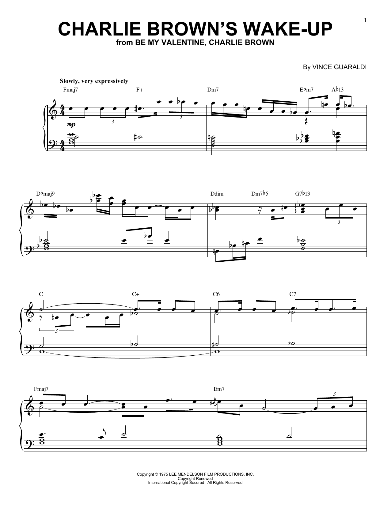 Learn to play Vince Guaraldi Charlie Brown's Wake-Up sheet music for Piano Solo in minutes. Price: 7.8900$ Vince Guaraldi Charlie Brown's Wake-Up sheet music notes and chords arranged for Piano Solo