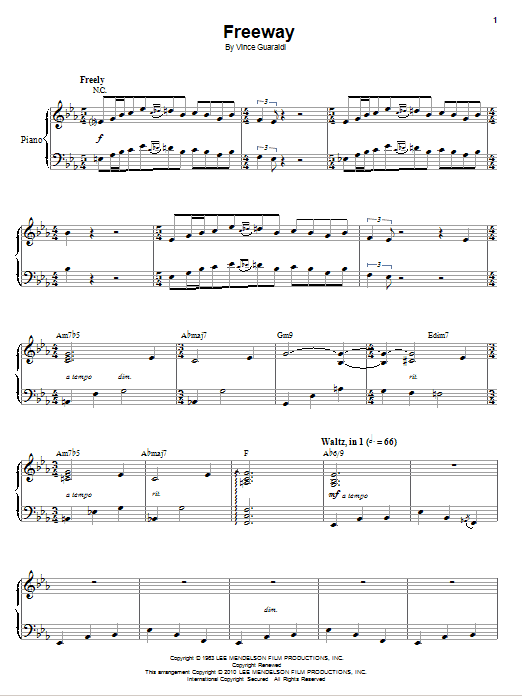 Vince Guaraldi Freeway sheet music notes and chords. Download Printable PDF.