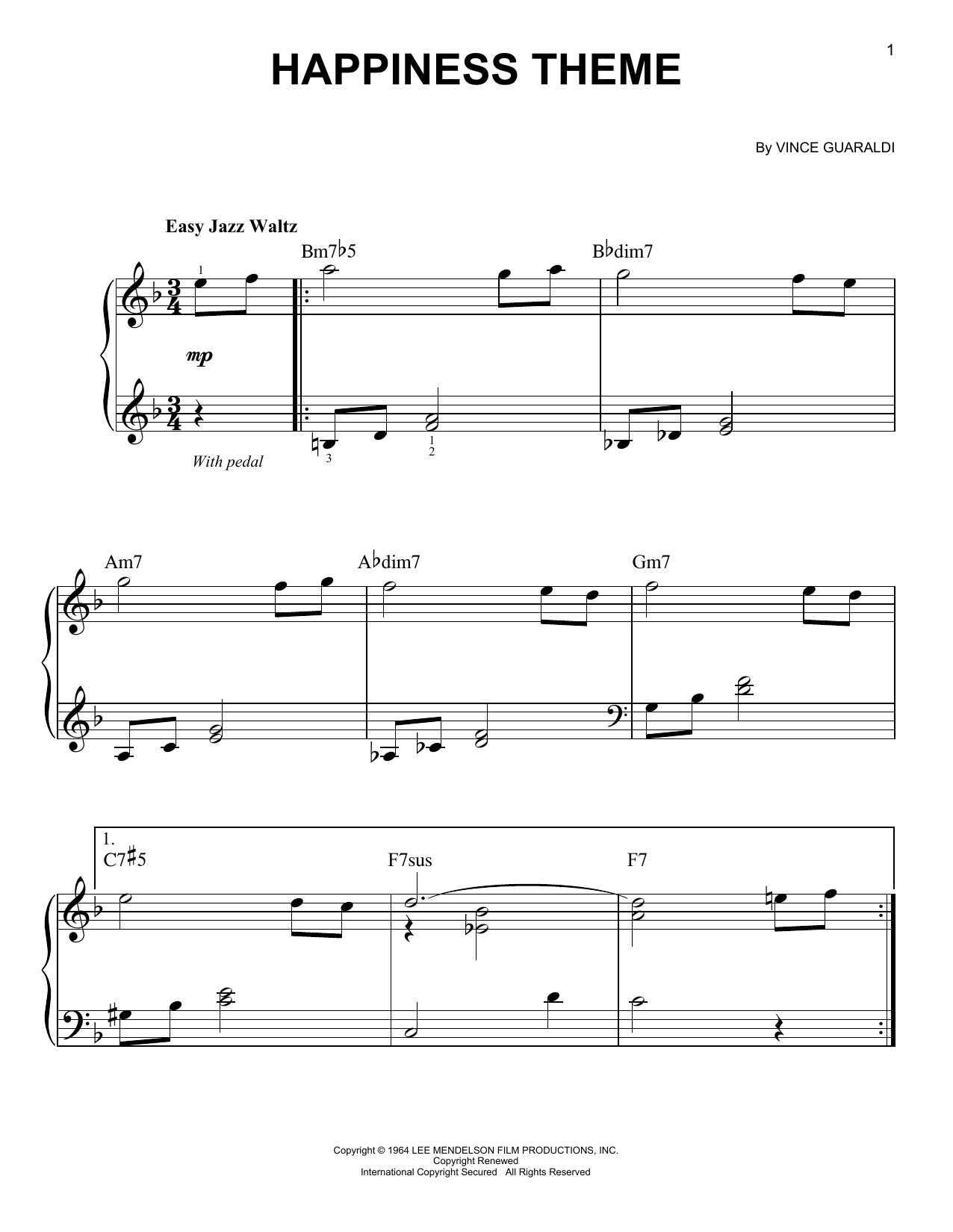 Vince Guaraldi Happiness Theme sheet music for Easy Piano in minutes. Price: 7.4900$ Vince Guaraldi Happiness Theme sheet music notes and chords. Download Printable PDF.