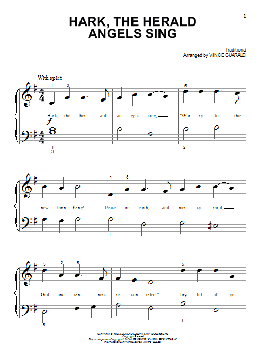 Learn to play Vince Guaraldi Hark! The Herald Angels Sing sheet music for Big Note Piano in minutes. Vince Guaraldi Hark! The Herald Angels Sing sheet music notes and chords. Download Printable PDF.