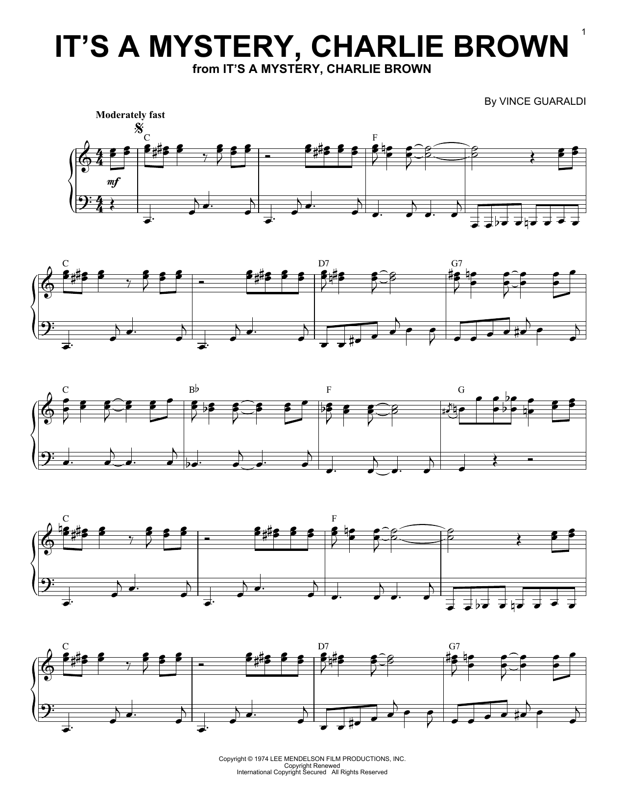 Learn to play Vince Guaraldi It's A Mystery Charlie Brown sheet music for Piano Solo in minutes. Price: 7.8900$ Vince Guaraldi It's A Mystery Charlie Brown sheet music notes and chords arranged for Piano Solo