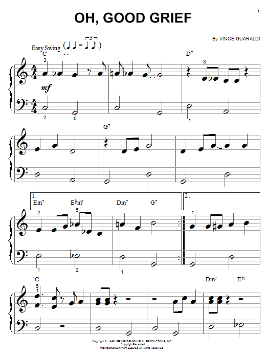 Vince Guaraldi Oh, Good Grief sheet music for Easy Piano in minutes. Price: 7.4900$ Vince Guaraldi Oh, Good Grief sheet music notes and chords. Download Printable PDF.
