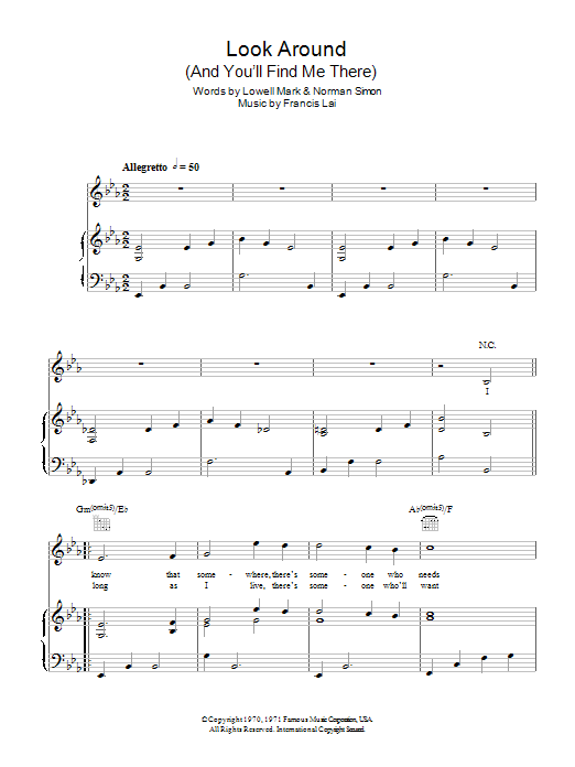 Vince Hill Look Around And You Ll Find Me There Sheet Music