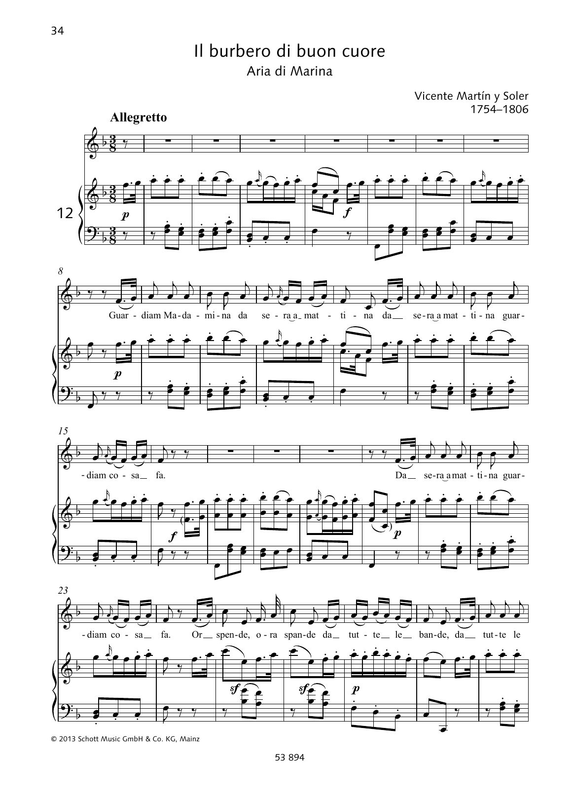 Learn to play Vincente Martin Y Soler Guardiam Madamina sheet music for Piano & Vocal in minutes. Price: 6.9900$ Vincente Martin Y Soler Guardiam Madamina sheet music notes and chords arranged for Piano & Vocal