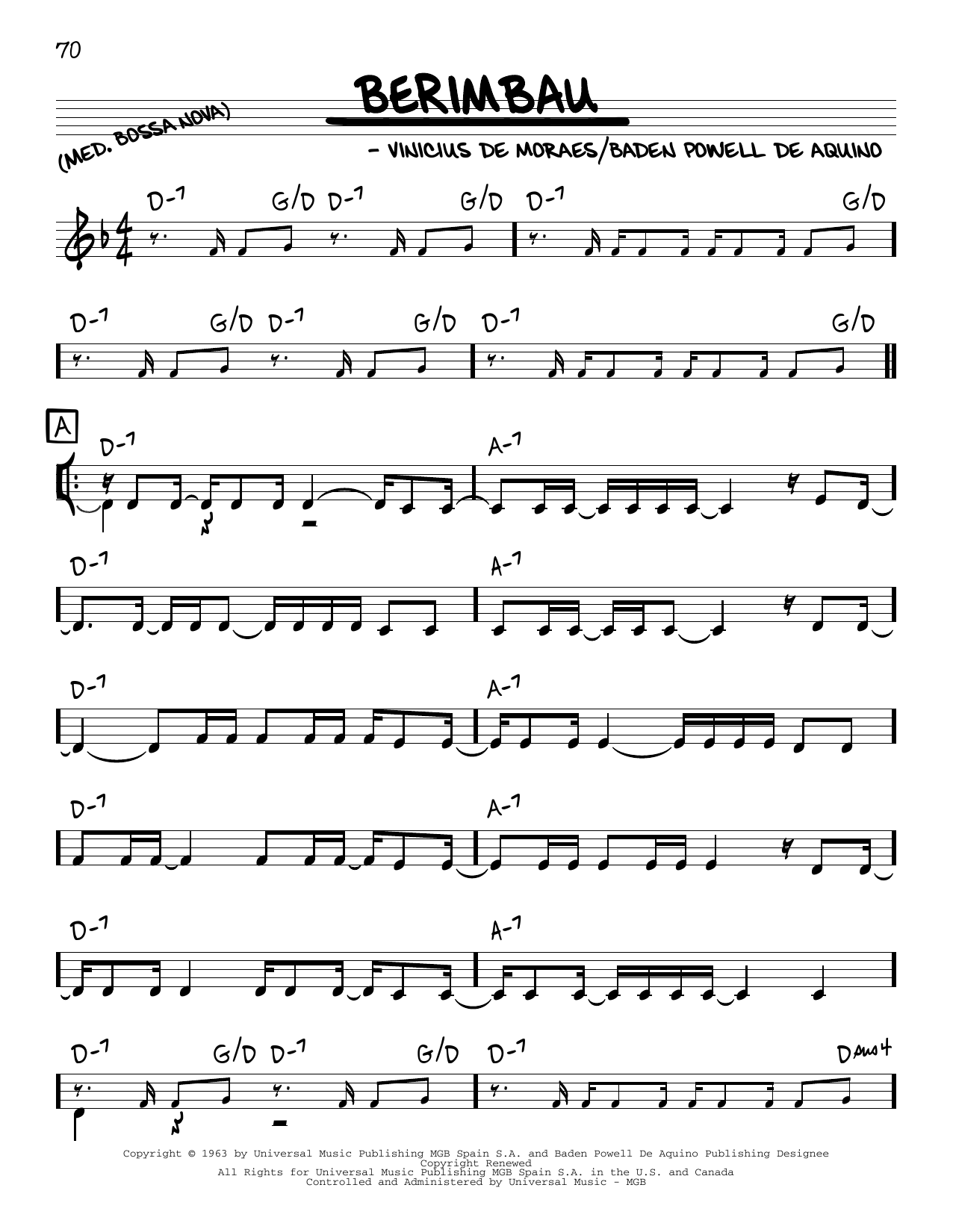 Vinicius De Moraes Berimbau Sheet Music Notes Chords Download Printable Pdf Score