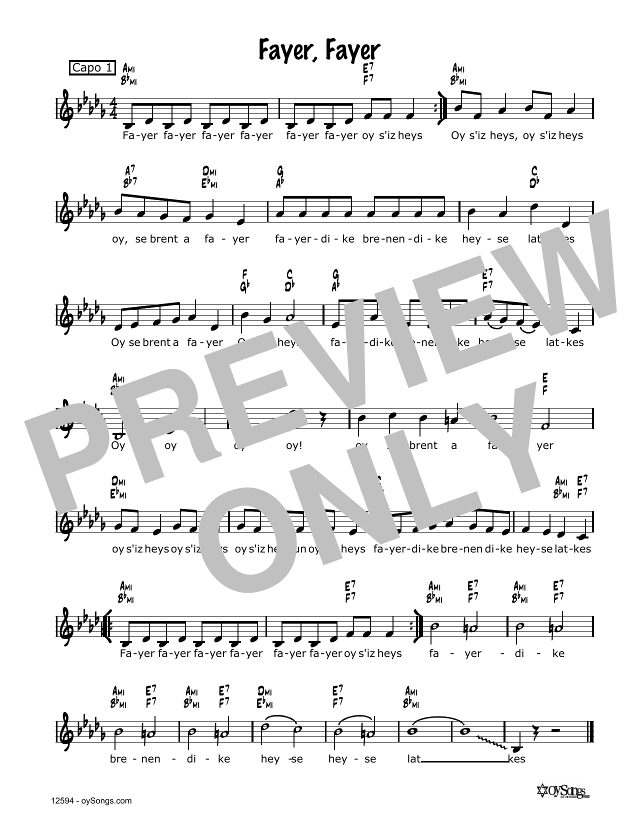 Vladimir Heyfetz Fayer, Fayer sheet music notes and chords. Download Printable PDF.