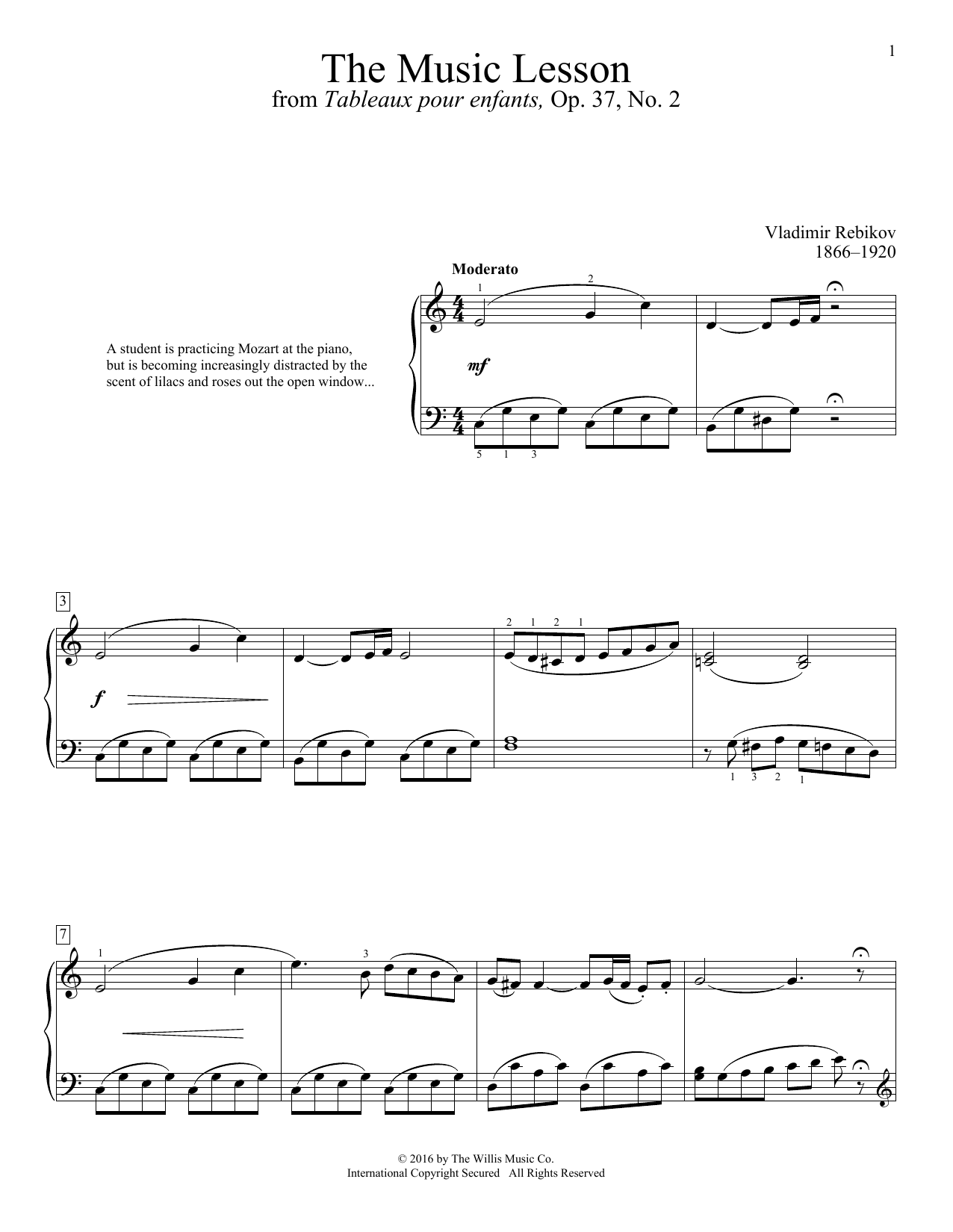 Vladimir Rebikov The Music Lesson sheet music notes and chords. Download Printable PDF.