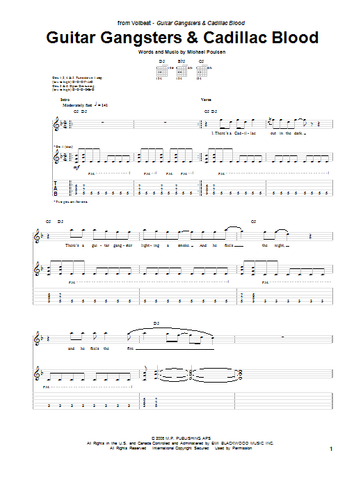 arkiv blandt Rudyard Kipling Volbeat "Guitar Gangsters & Cadillac Blood" Sheet Music PDF Notes, Chords |  Pop Score Guitar Tab Download Printable. SKU: 95494