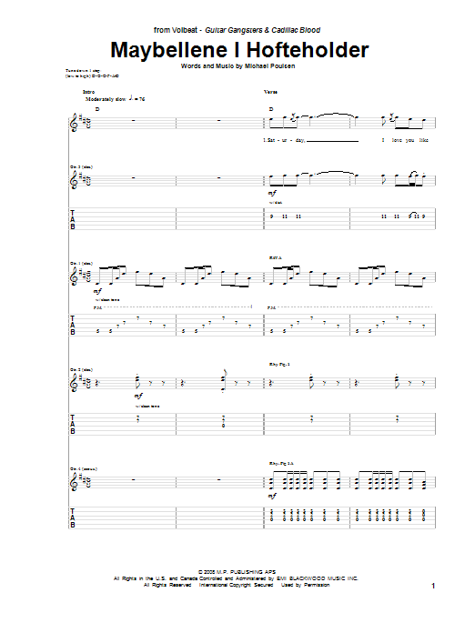Volbeat Maybellene I Hofteholder sheet music notes and chords. Download Printable PDF.