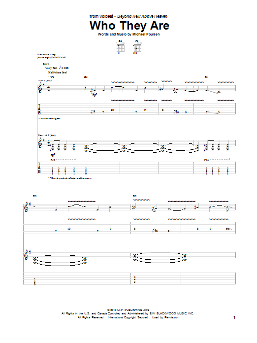 Volbeat Who They Are sheet music notes and chords. Download Printable PDF.