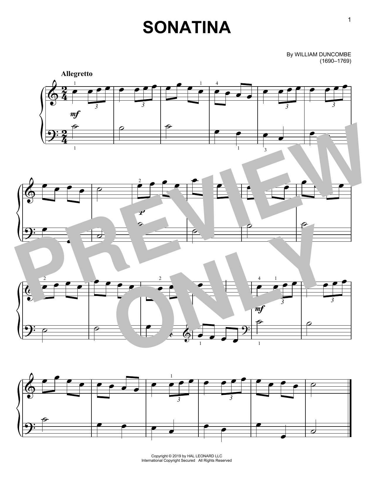 Learn to play W. Duncombe Sonatina sheet music for Easy Piano in minutes. Price: 6.9900$ W. Duncombe Sonatina sheet music notes and chords arranged for Easy Piano