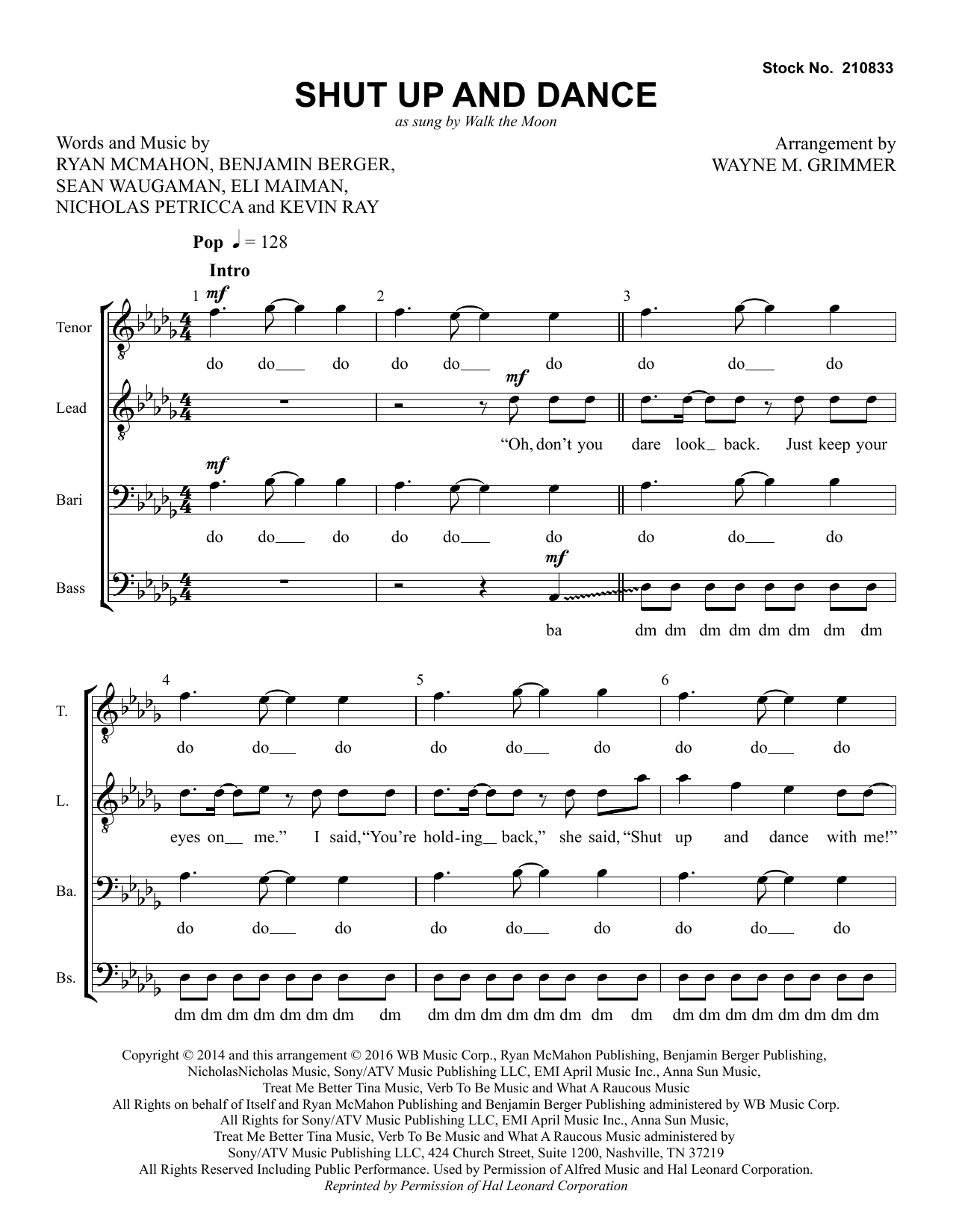 Learn to play Walk The Moon Shut Up and Dance (arr. Wayne Grimmer) sheet music for TTBB Choir in minutes. Price: 4.9900$ Walk The Moon Shut Up and Dance (arr. Wayne Grimmer) sheet music notes and chords. Download Printable PDF.