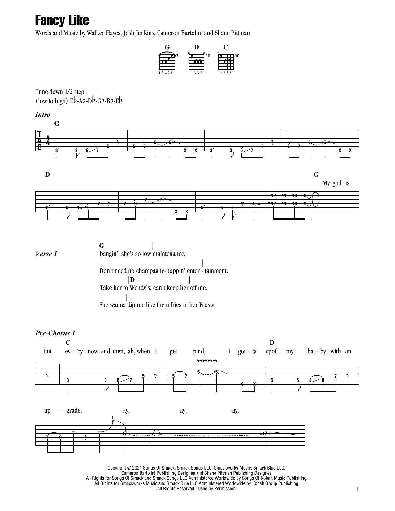 Walker Hayes Fancy Like sheet music notes and chords. Download Printable PDF.