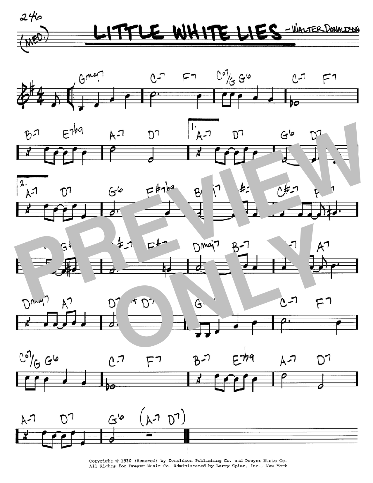 Walter Donaldson Little White Lies sheet music notes and chords. Download Printable PDF.