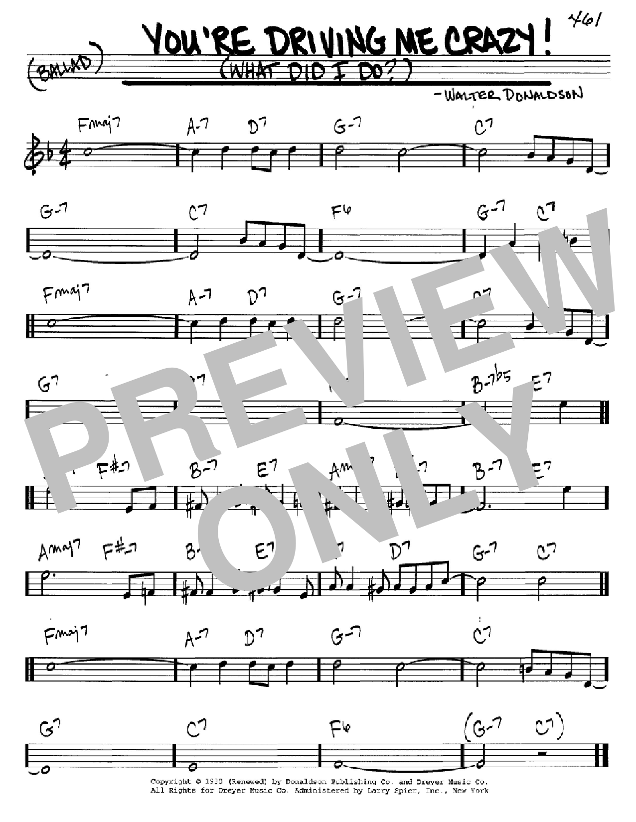 Learn to play Walter Donaldson You're Driving Me Crazy! (What Did I Do?) sheet music for Pro Vocal in minutes. Price: 6.9900$ Walter Donaldson You're Driving Me Crazy! (What Did I Do?) sheet music notes and chords arranged for Pro Vocal
