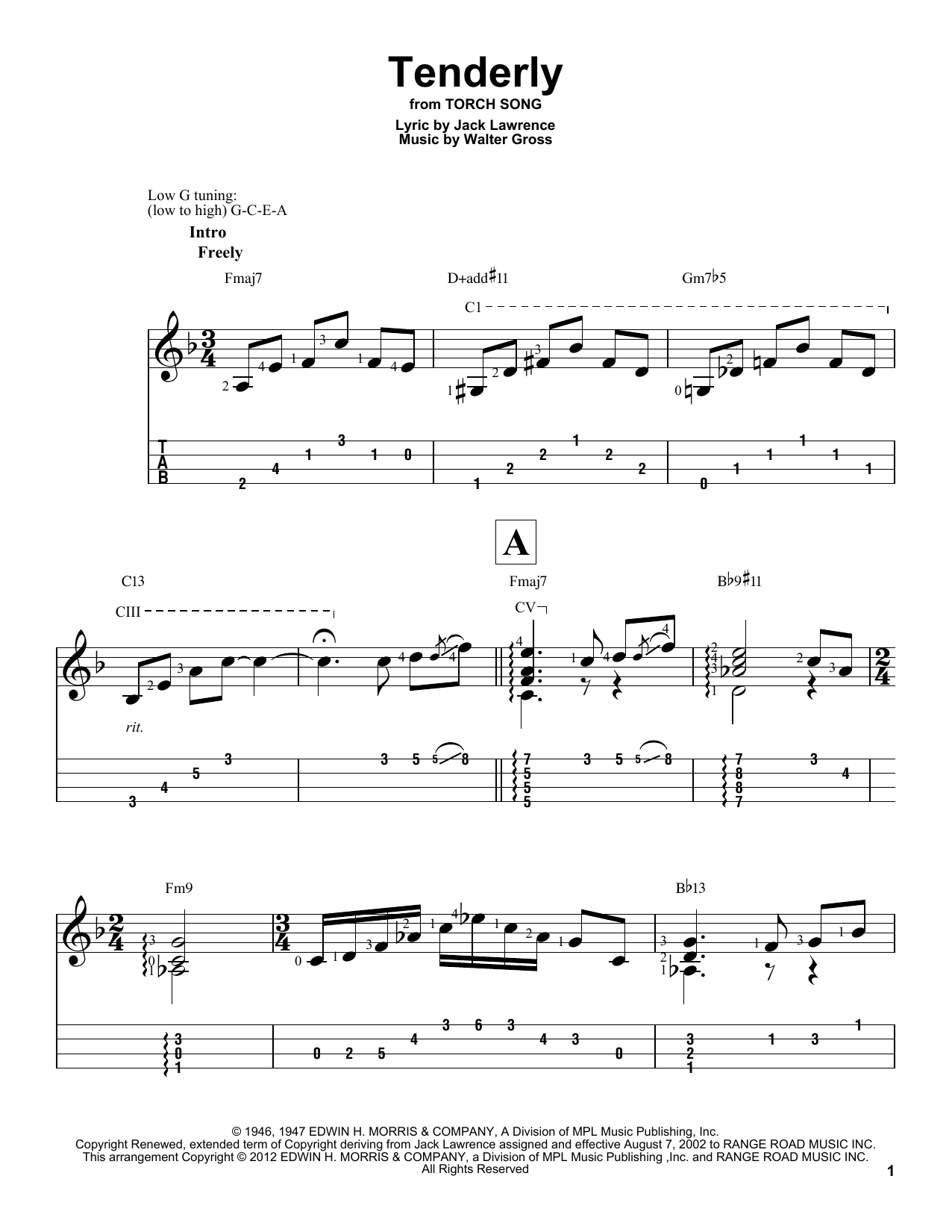 Walter Gross Tenderly sheet music notes and chords. Download Printable PDF.