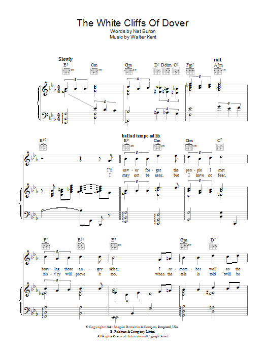 Walter Kent The White Cliffs Of Dover Sheet Music Pdf Notes