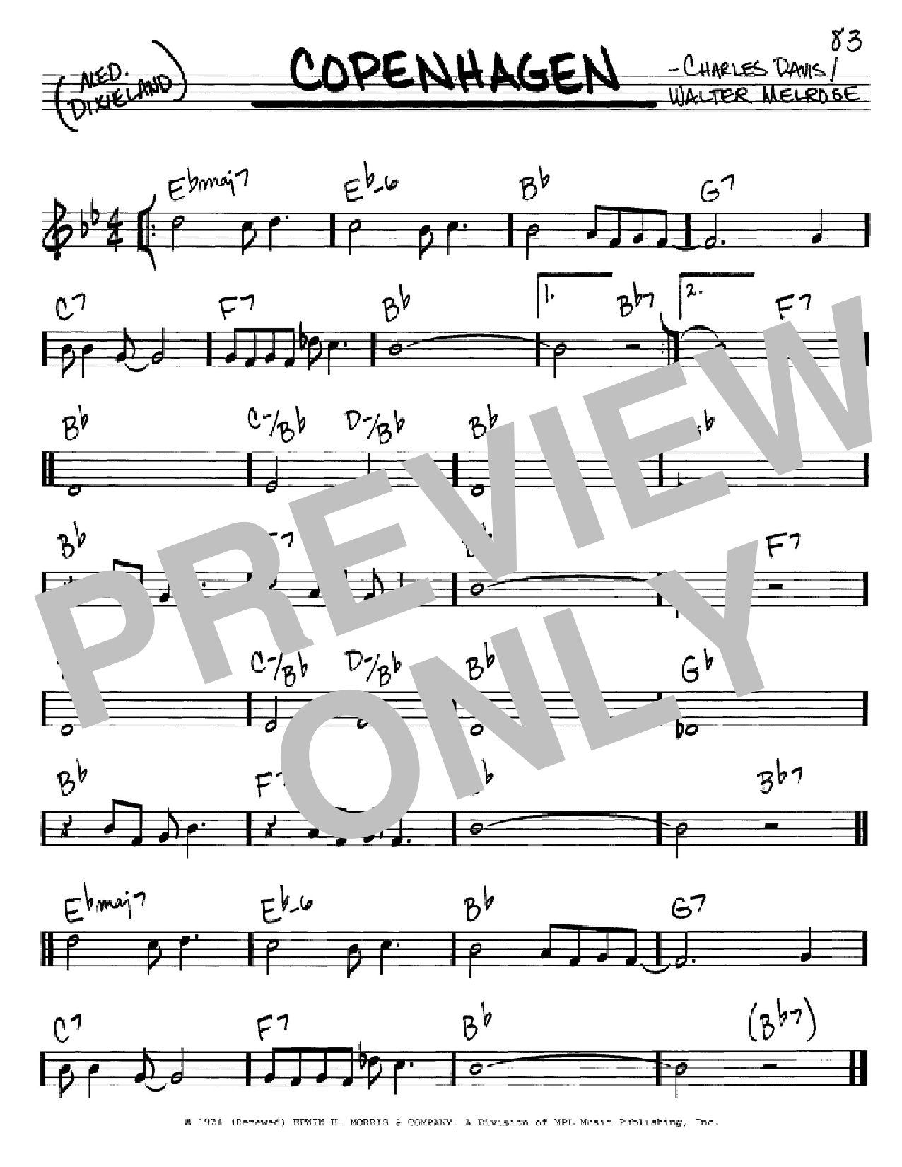 Walter Melrose Copenhagen sheet music notes and chords. Download Printable PDF.