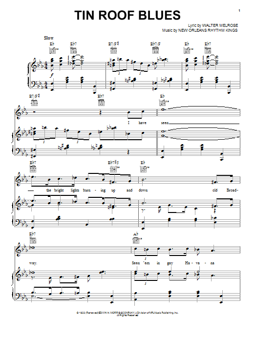 Walter Melrose Tin Roof Blues sheet music notes and chords. Download Printable PDF.