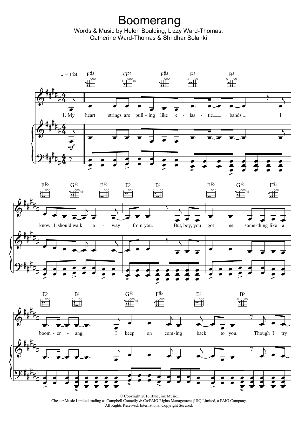 Ward Thomas Boomerang sheet music notes and chords. Download Printable PDF.